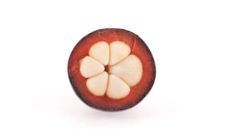 mangosteen isolated on white backgroundの写真素材