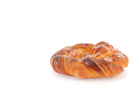 sweet spiral bun isolated on white backgroundの写真素材