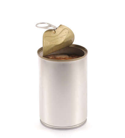 Aluminum,canned food isolated on white background