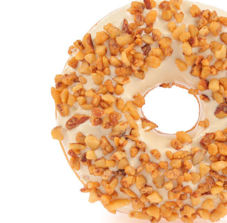 Almond Donut isolated on white backgroundの写真素材