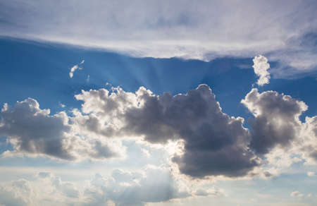 blue sky with white cloudsの写真素材