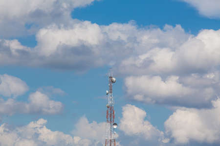 Blue sky with tiny cloudsの写真素材