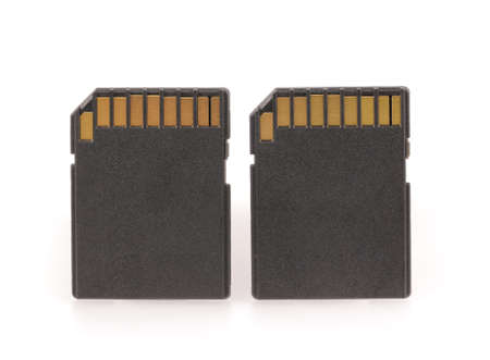 Black SD memory card isolated on white backgroundの写真素材