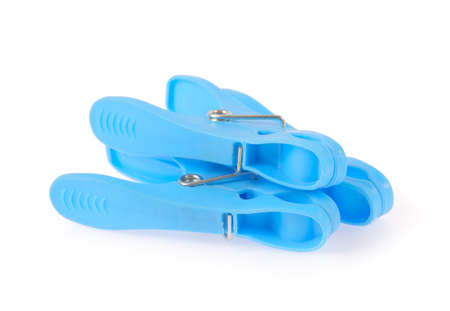 clothespins isolated on white の写真素材