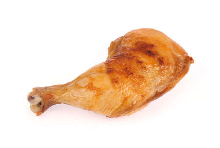 Roast chicken leg isolated on white background.の写真素材