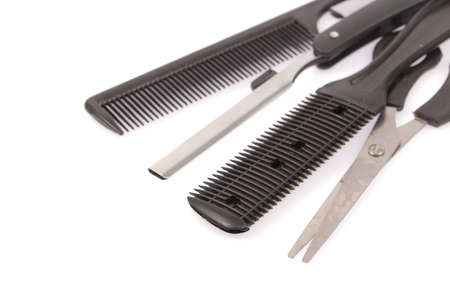 Professional hairdresser tools, isolated on white