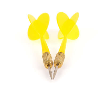 Yellow dart isolated on white background.