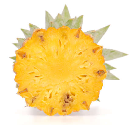 Slice pineapple isolated on white background