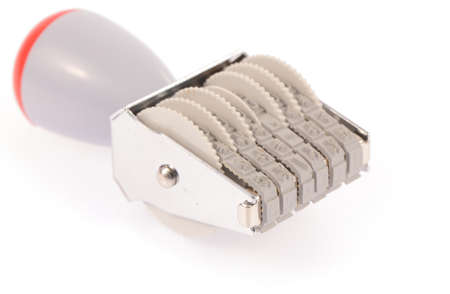 Date months years stamper isolated on white backgroundの写真素材