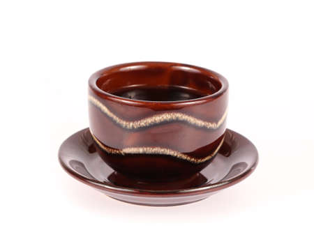 Brown coffee cup on white background withの写真素材