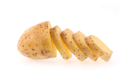 sliced potato isolated on white background.の写真素材