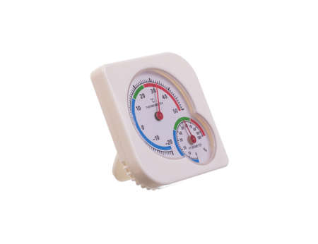 Thermometer and humidity meter isolated on white background