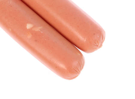 Tasty sausages isolated on white backgroundの写真素材