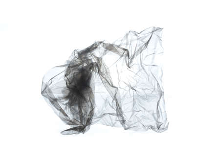 crumpled plastic bag waste isolated on white background