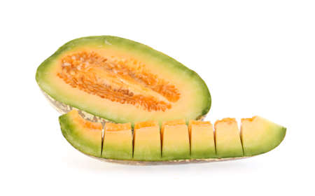 slice of Muskmelons isolated on white background
