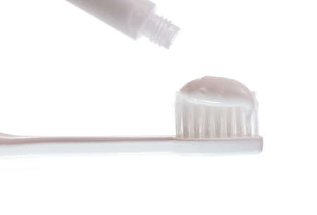 toothbrush with toothpaste isolated on white backgroundの写真素材