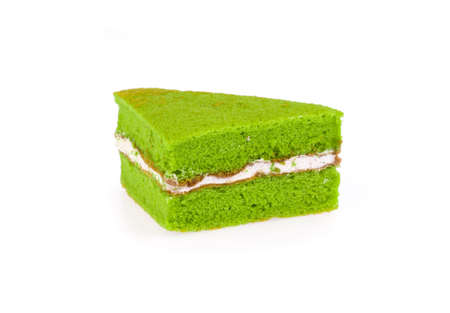 pandan sponge cake isolated on white backgroundの写真素材