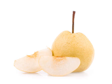 pear slice isolated on white backgroundの写真素材