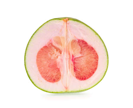 Half pomelo fruit isolated on white background