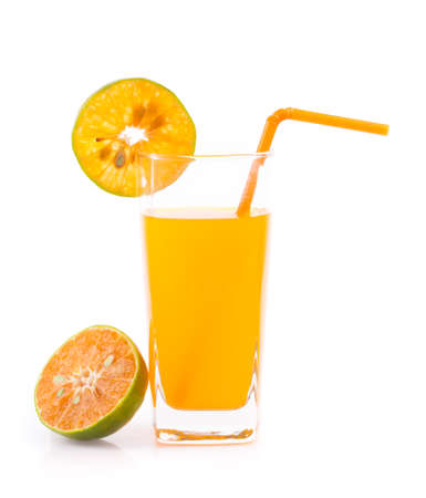 fresh orange juice isolated on white backgroundの写真素材