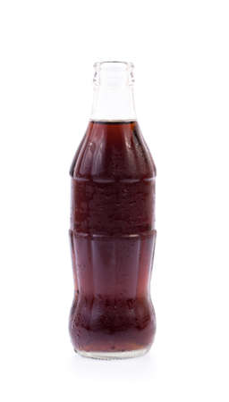 bottle of coca cola glass soda isolated on white backgroundの写真素材