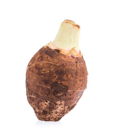 fresh taro isolated on white backgroundの写真素材