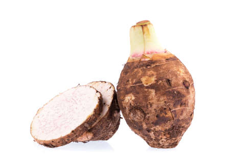 cut of taro isolated on white backgroundの写真素材