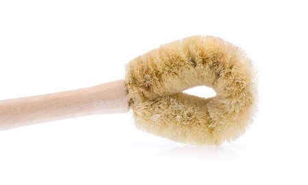 Wooden toilet brush isolated on white background