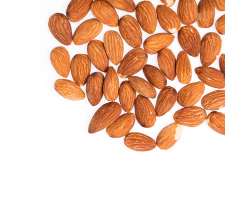 heap Almonds isolated on white backgroundの写真素材