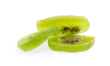 Dried kiwi isolated on white backgroundの写真素材