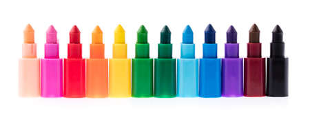 Colorful crayons isolated on white background