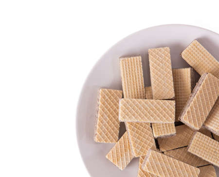 dish of waffles isolated on white backgroundの写真素材