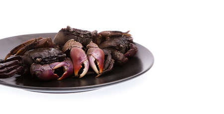 dish of fresh crab isolated on white backgroundの写真素材