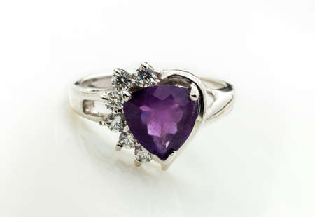 beauty of amethyst ring on white backgroundの写真素材