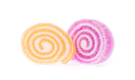 colorful candy, jellys sweet isolated on white backgroundの写真素材
