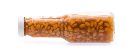 bottle of salted Soybeans isolate on white backgroundの写真素材