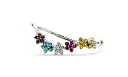 bracelet inlaid with gemstones isolated on white backgroundの写真素材