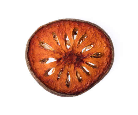 Dried bale fruit, quince slices isolated on a white background
