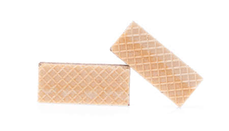 chocolate waffles isolated on white backgroundの写真素材