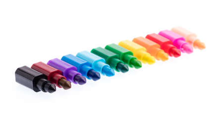 Colorful crayons isolated on white background