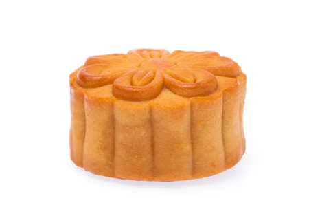 moon cake isolated on white backgroundの写真素材