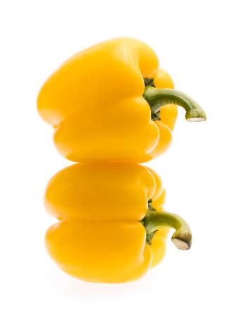 Sweet Yellow Bell Pepper isolated on white backgroundの写真素材