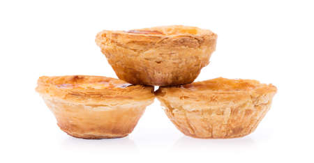 egg tart sweet custard pie isolated on white backgroundの写真素材
