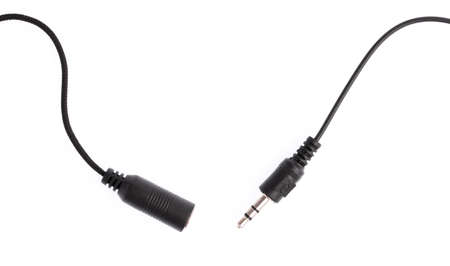 Audio Mini Jack Cable for microphone isolated on white background