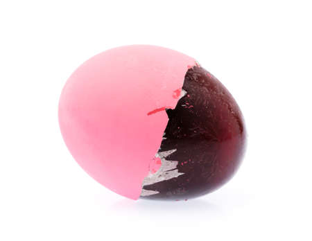 Preserved duck eggs isolated on white background.の写真素材