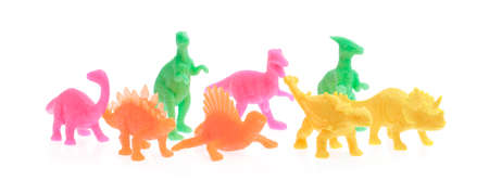 collection of dinosaur toy isolated on white backgroundの写真素材