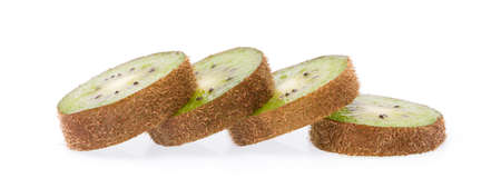 slice fresh long kiwi isolated on white backgroundの写真素材