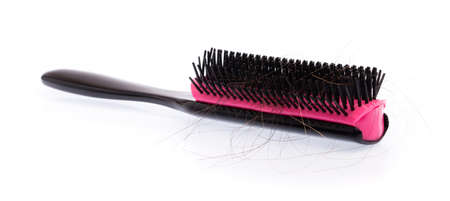 pink Hair Comb isolated on white backgroundの写真素材