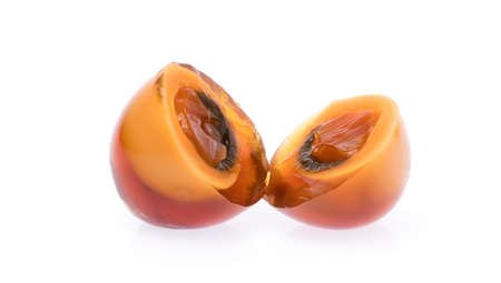 Preserved duck eggs isolated on white background.の写真素材