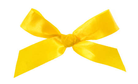 yellow bow isolated on white background. の写真素材